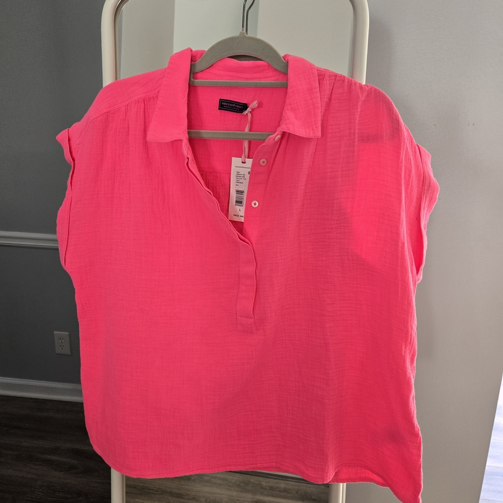 Vineyard Vines Neon Pink Button Down Shirt